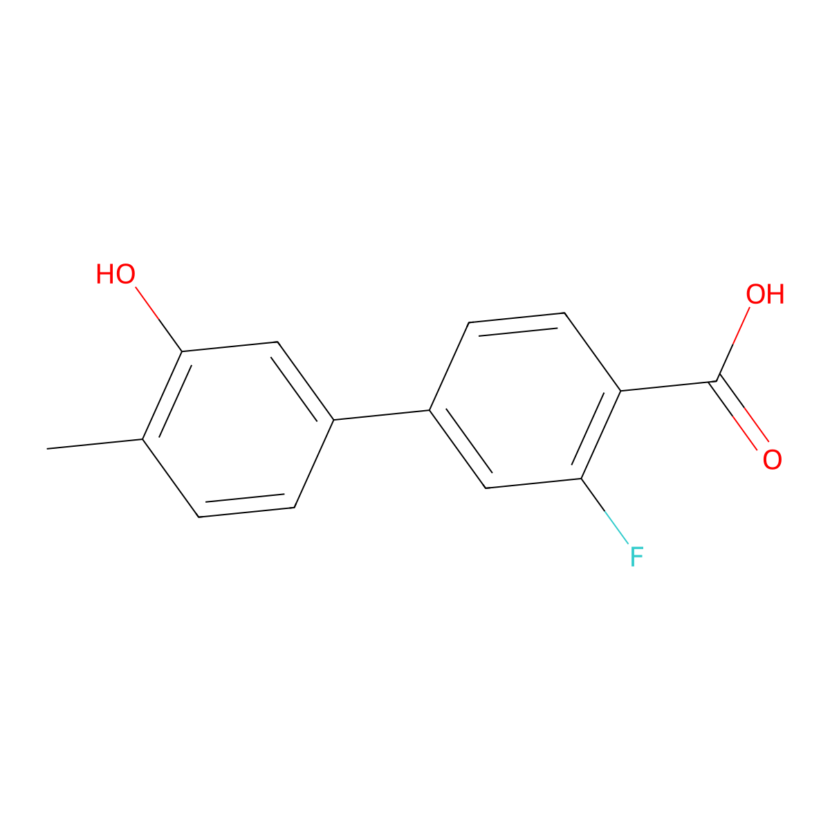 5-(4-Carboxy-3-fluorophenyl)-2-methylphenol molecular structure, CAS 1261995-84-9