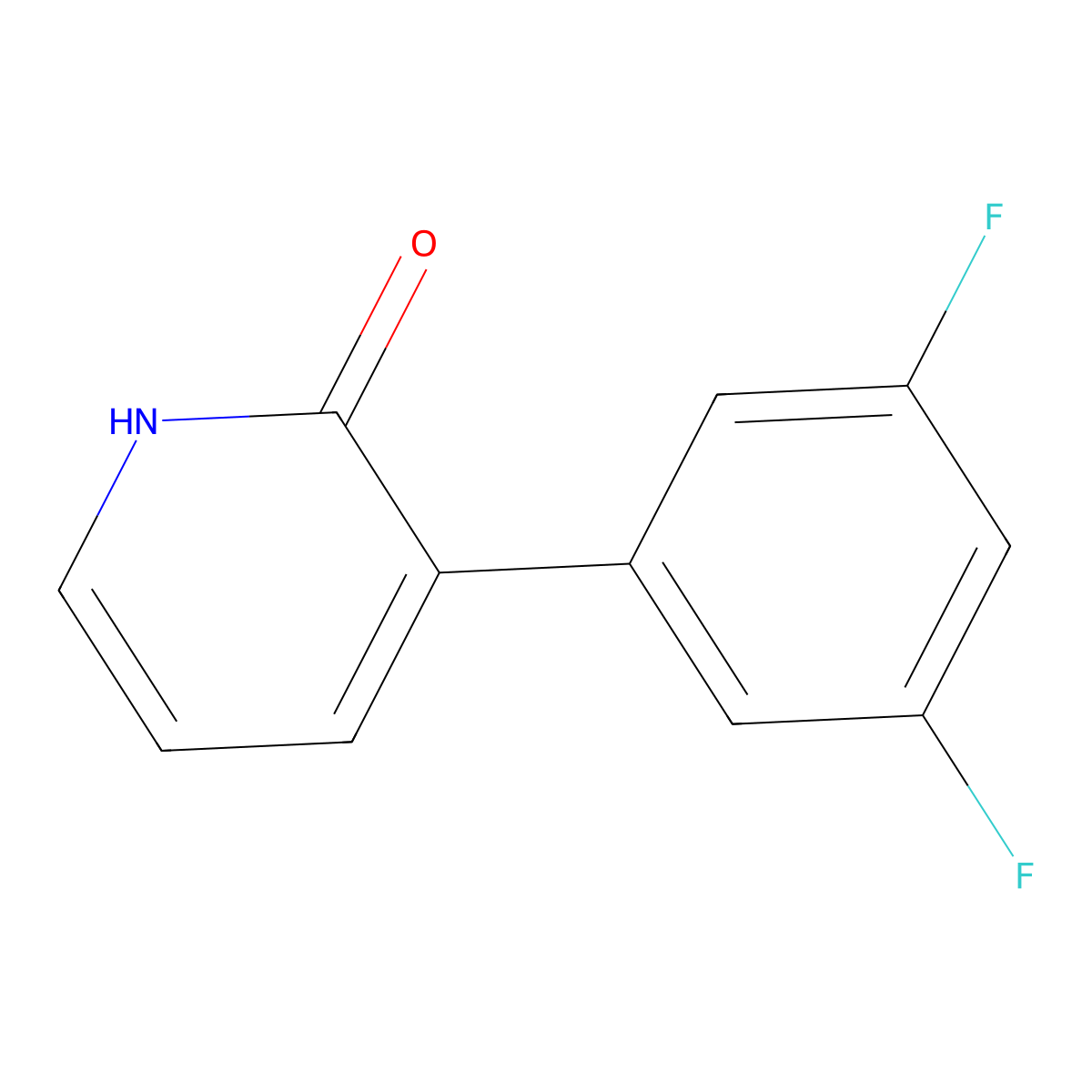 3-(3,5-Difluorophenyl)pyridin-2(1H)-one molecular structure, CAS 1261995-88-3