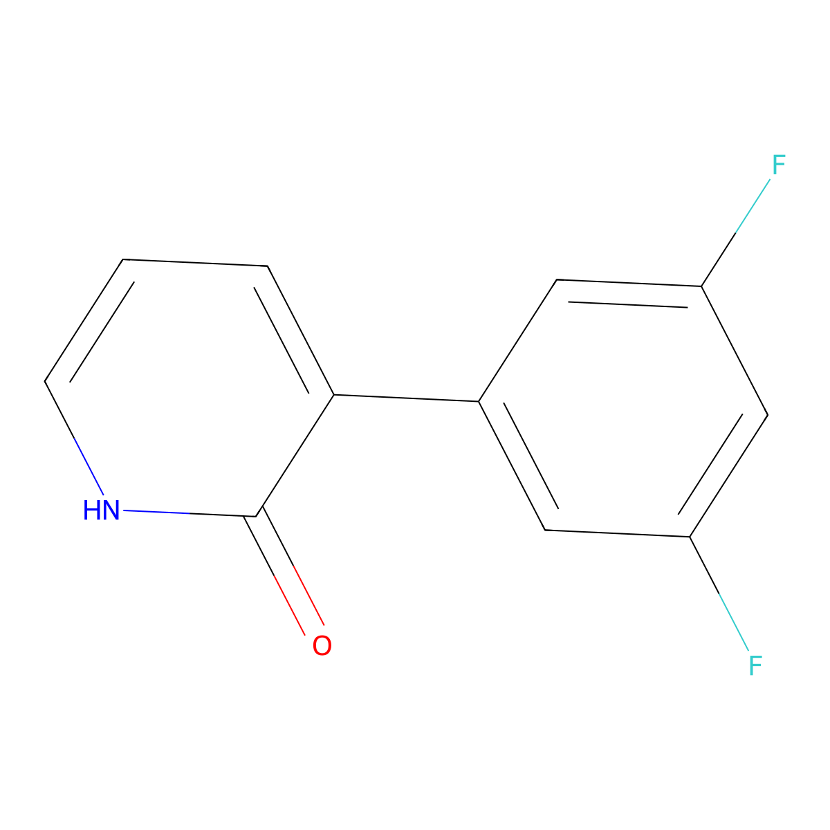 3-(3,5-Difluorophenyl)pyridin-2(1H)-one molecular structure, CAS 1261995-88-3
