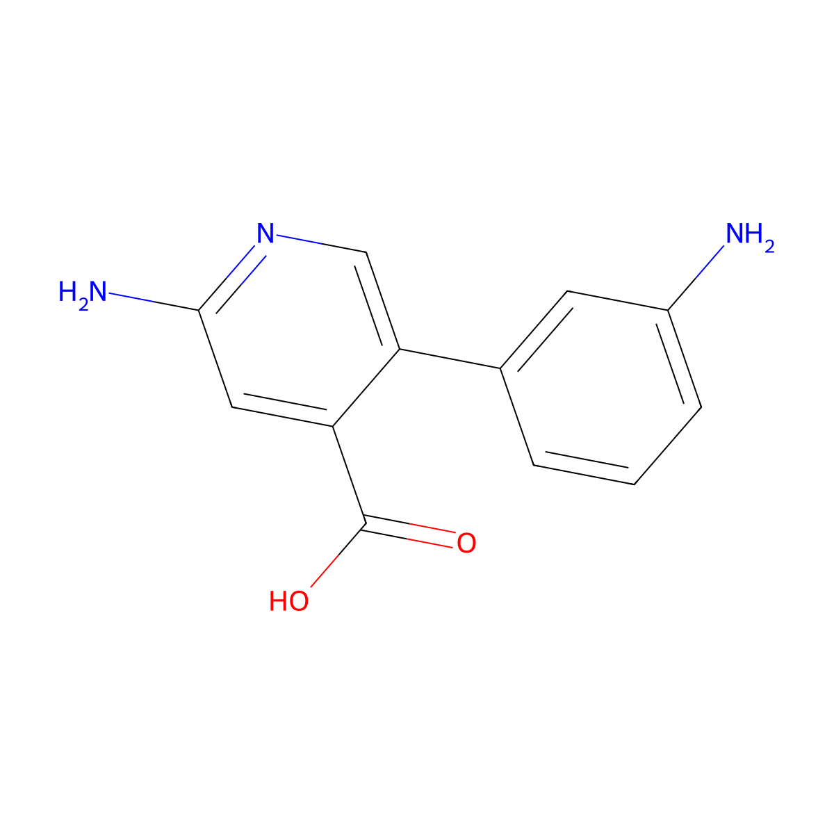 2-Amino-5-(3-aminophenyl)pyridine-4-carboxylic acid molecular structure, CAS 1261996-01-3