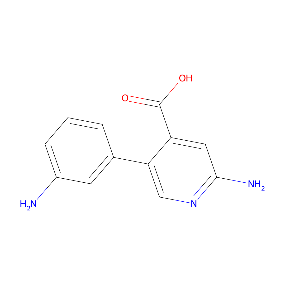 2-Amino-5-(3-aminophenyl)pyridine-4-carboxylic acid molecular structure, CAS 1261996-01-3