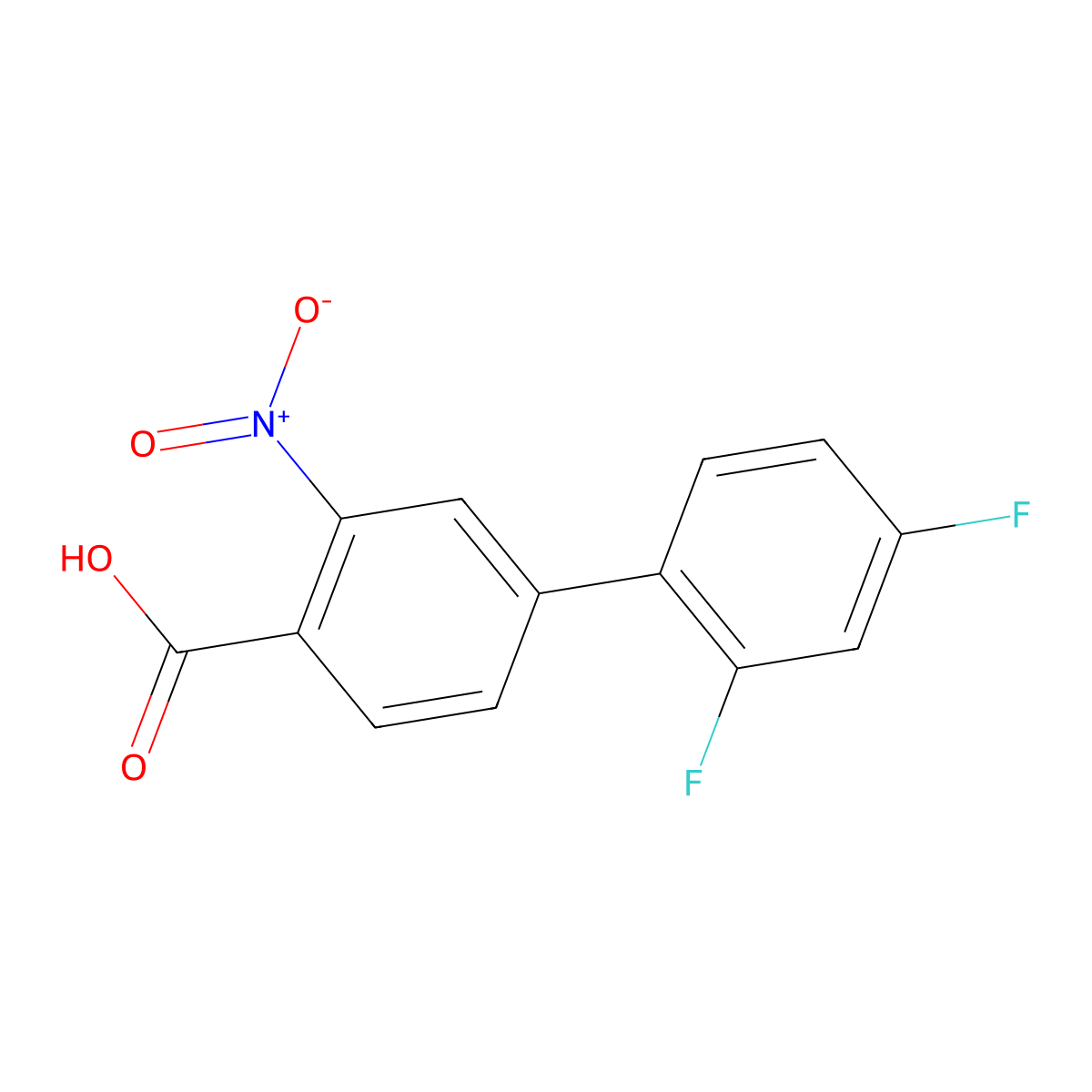 4-(2,4-Difluorophenyl)-2-nitrobenzoic acid molecular structure, CAS 1261996-08-0