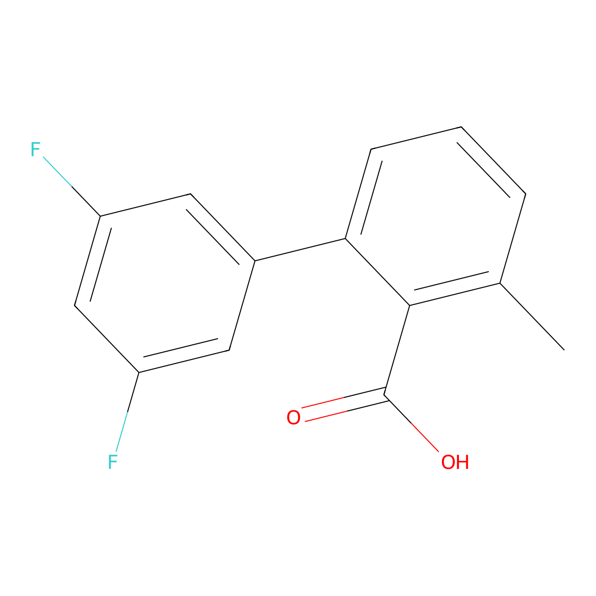 2-(3,5-Difluorophenyl)-6-methylbenzoic acid molecular structure, CAS 1261996-15-9