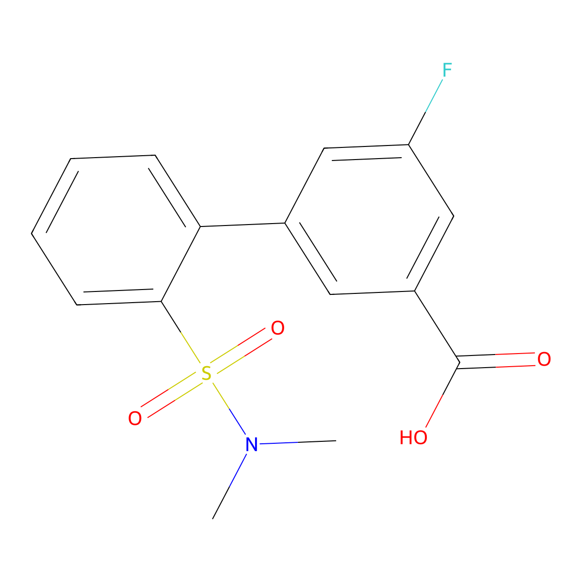 2'-(N,N-Dimethylsulfamoyl)-5-fluoro-[1,1'-biphenyl]-3-carboxylic acid molecular structure, CAS 1261996-26-2