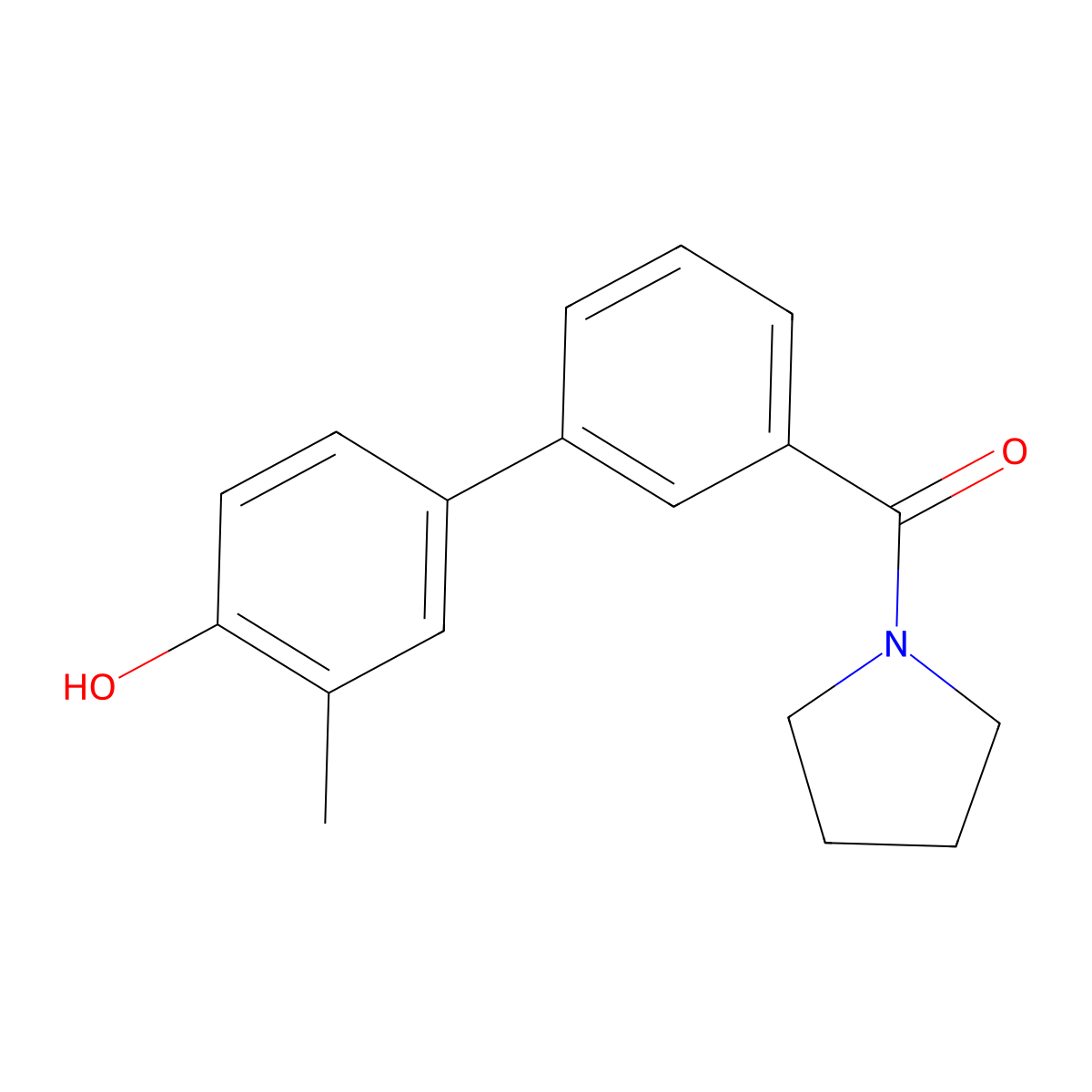 2-Methyl-4-(3-pyrrolidinylcarbonylphenyl)phenol molecular structure, CAS 1261996-45-5