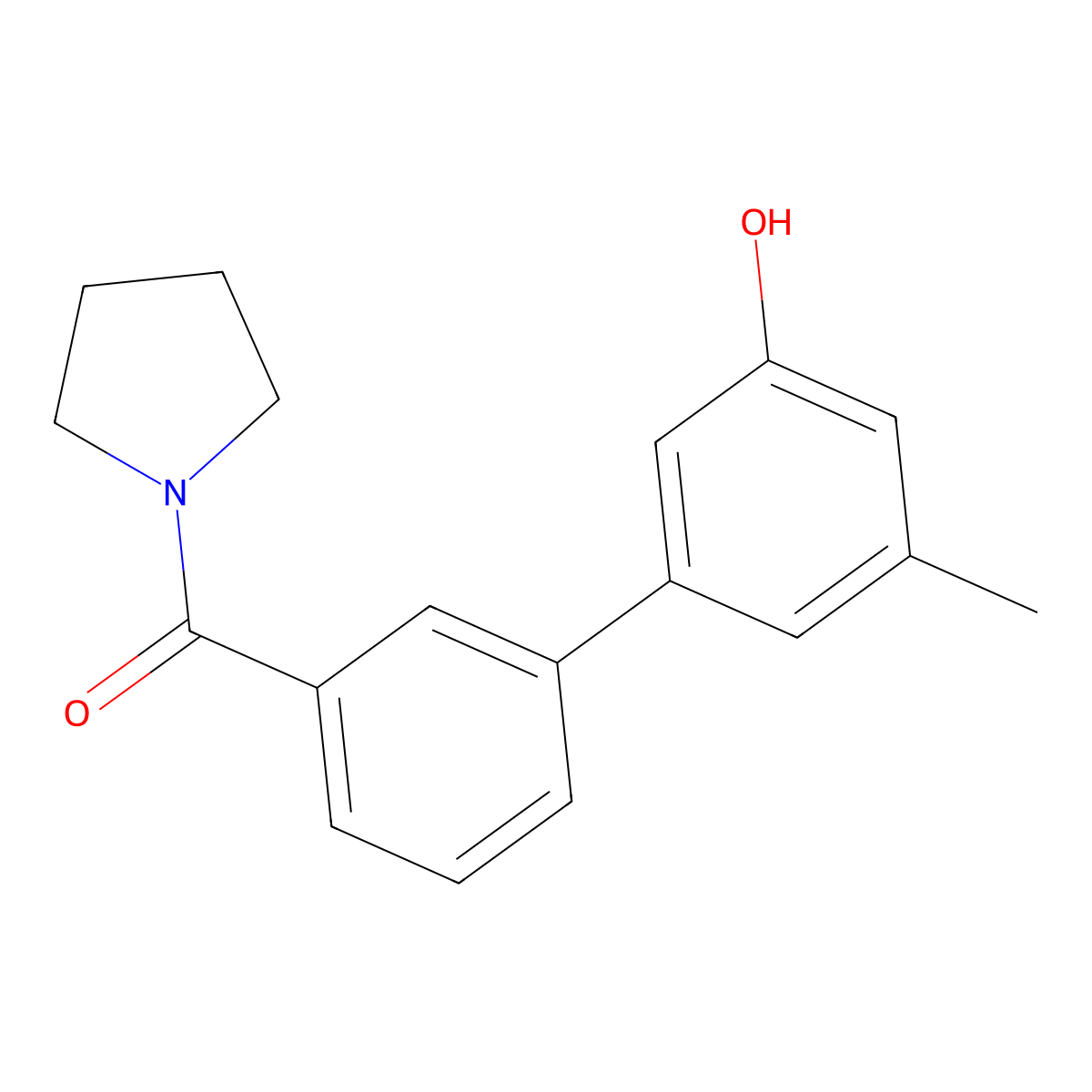 3-Methyl-5-(3-pyrrolidinylcarbonylphenyl)phenol molecular structure, CAS 1261996-54-6