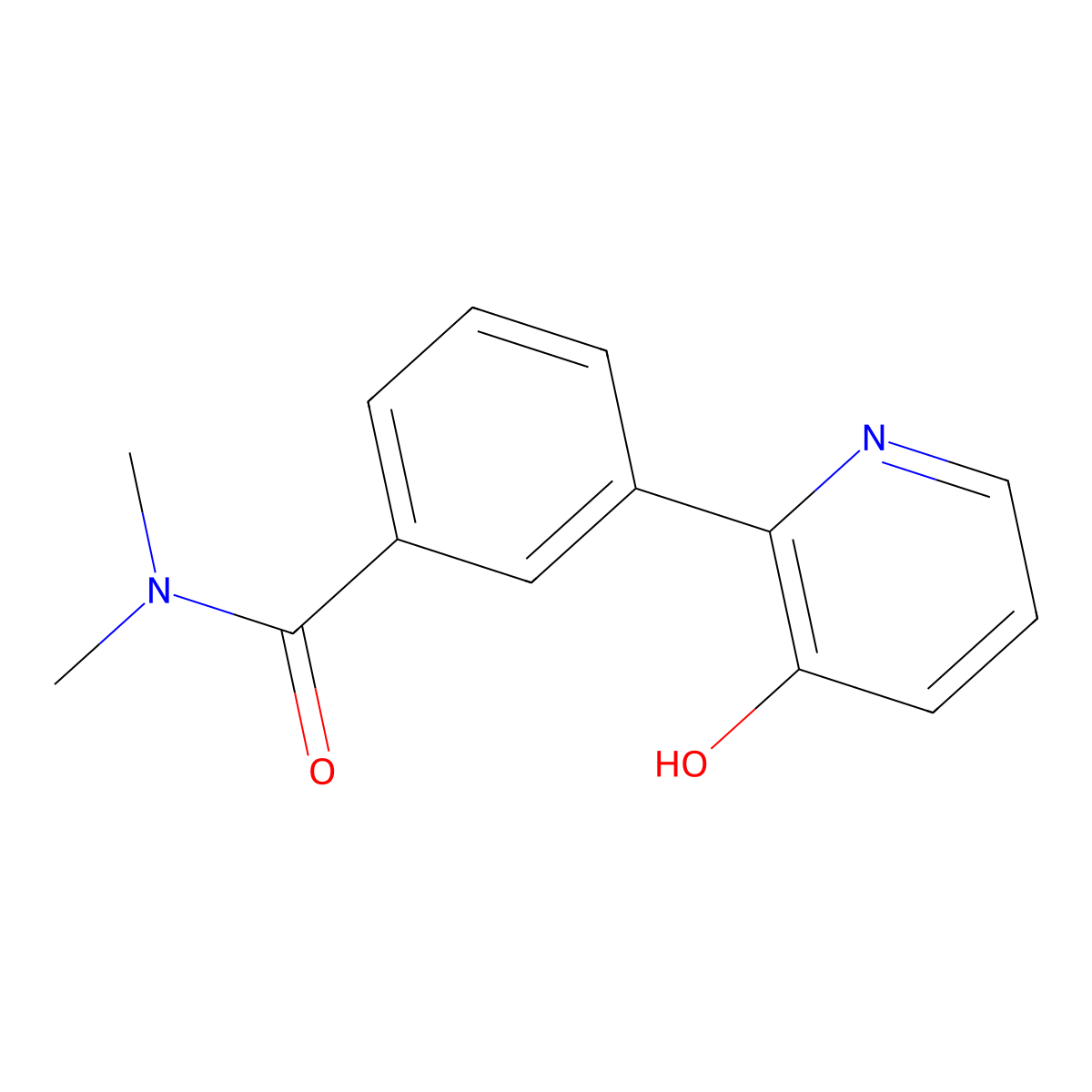 3-(3-hydroxypyridin-2-yl)-N,N-dimethylbenzamide molecular structure, CAS 1261996-55-7