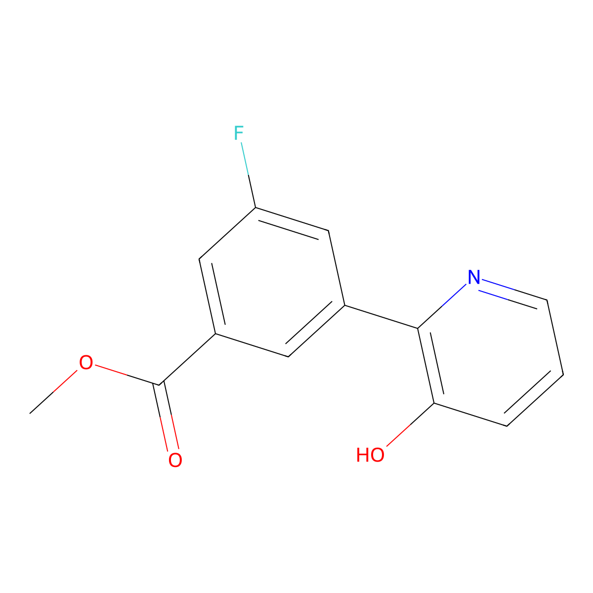 Methyl 3-fluoro-5-(3-hydroxypyridin-2-yl)benzoate molecular structure, CAS 1261996-64-8