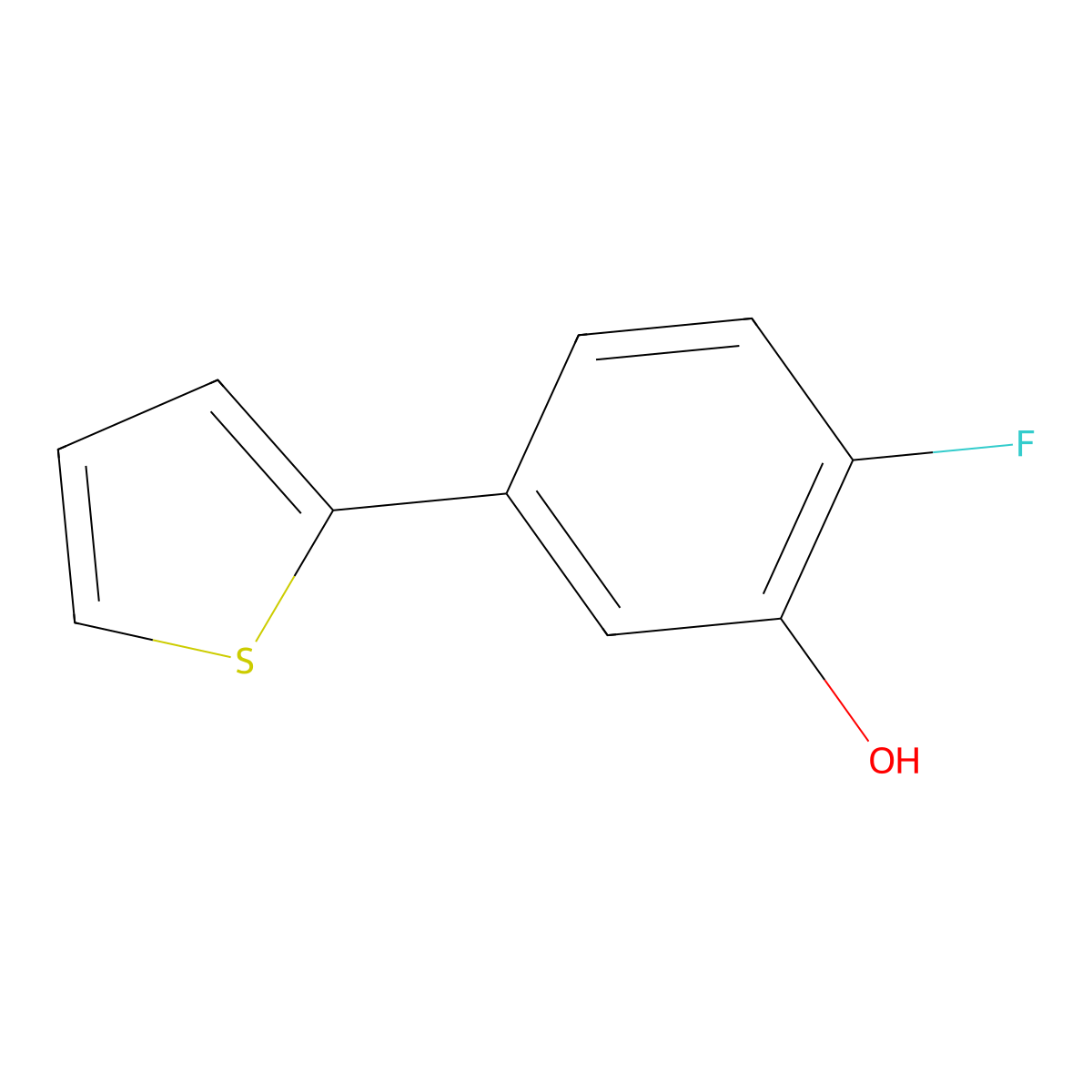 2-Fluoro-5-(thiophen-2-YL)phenol molecular structure, CAS 1261996-69-3