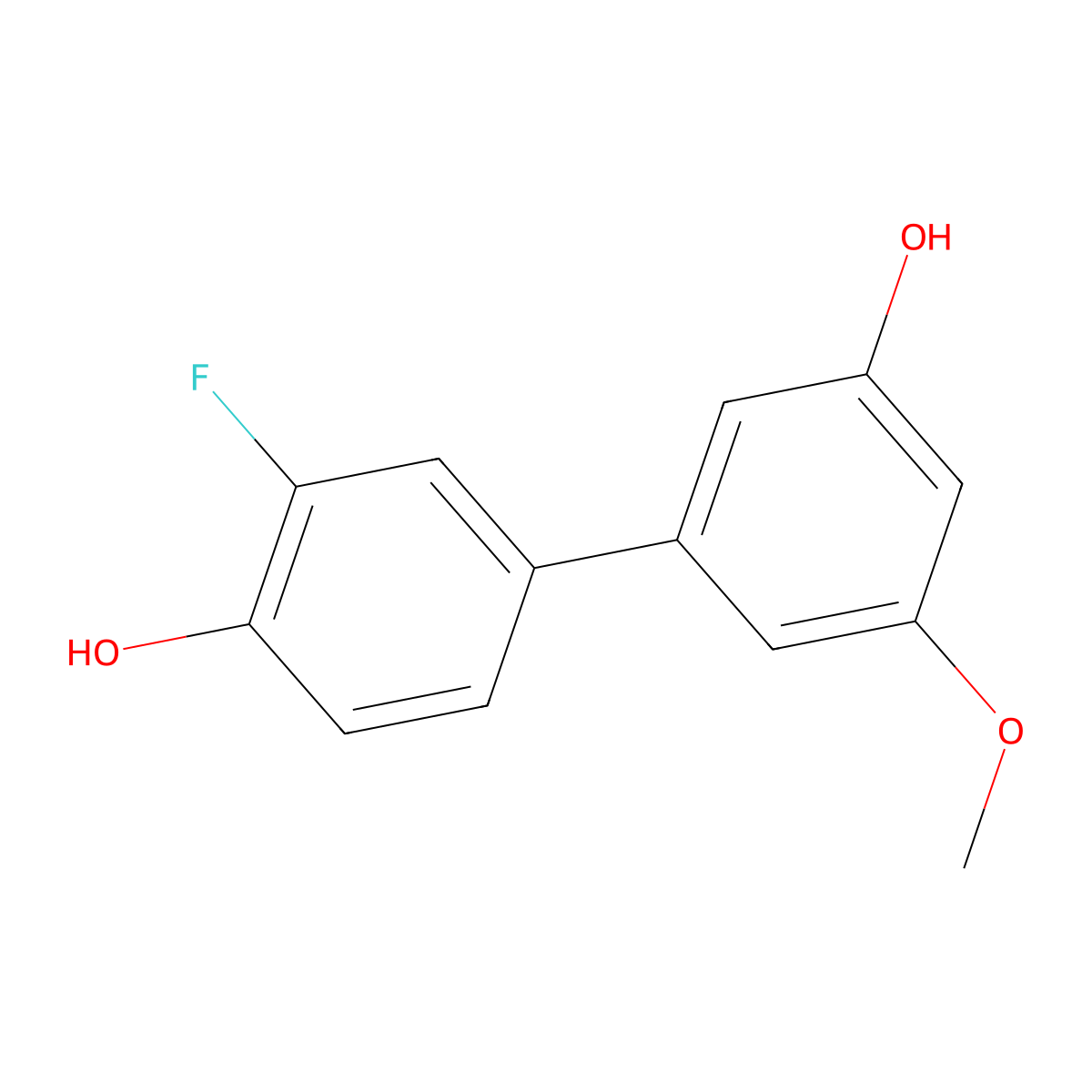 3'-Fluoro-5-methoxy[1,1'-biphenyl]-3,4'-diol molecular structure, CAS 1261996-78-4