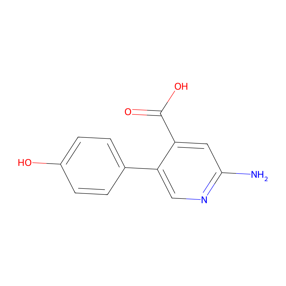 2-Amino-5-(4-hydroxyphenyl)pyridine-4-carboxylic acid molecular structure, CAS 1261996-82-0