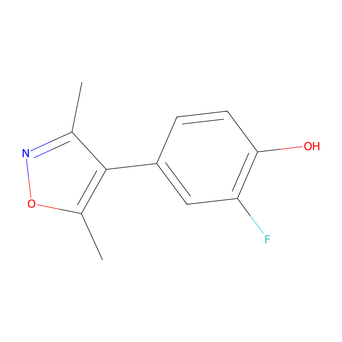 4-(3,5-Dimethyl-1,2-oxazol-4-yl)-2-fluorophenol molecular structure, CAS 1261996-83-1