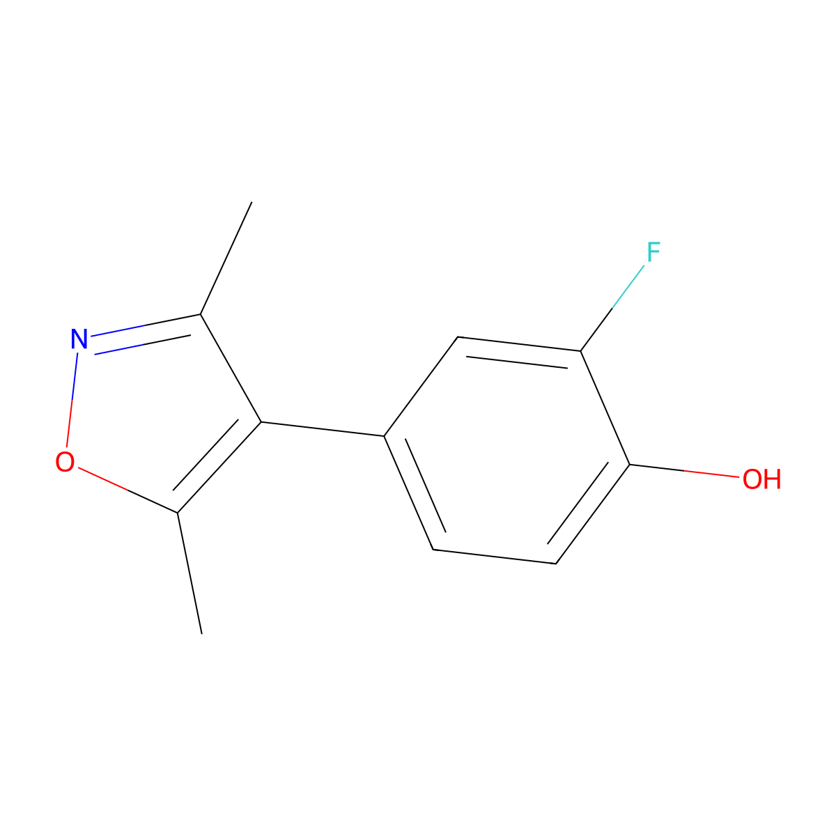 4-(3,5-Dimethyl-1,2-oxazol-4-yl)-2-fluorophenol molecular structure, CAS 1261996-83-1