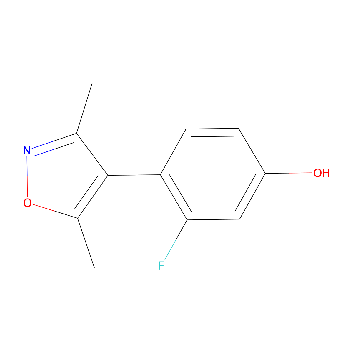 4-(3,5-Dimethyl-1,2-oxazol-4-yl)-3-fluorophenol molecular structure, CAS 1261997-09-4