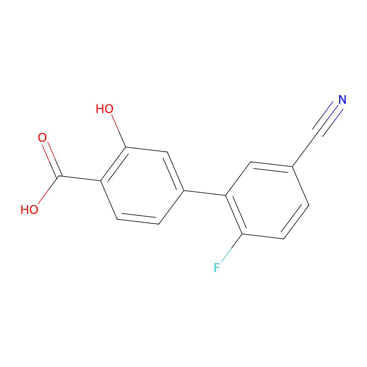 4-(5-Cyano-2-fluorophenyl)-2-hydroxybenzoic acid molecular structure, CAS 1261997-12-9