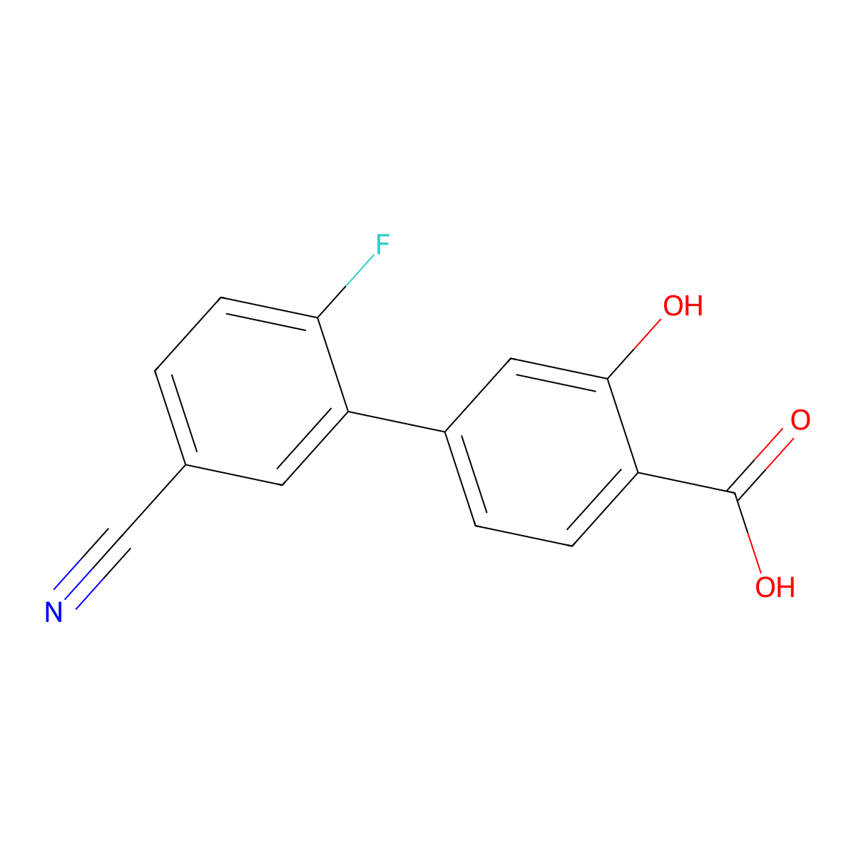 4-(5-Cyano-2-fluorophenyl)-2-hydroxybenzoic acid molecular structure, CAS 1261997-12-9
