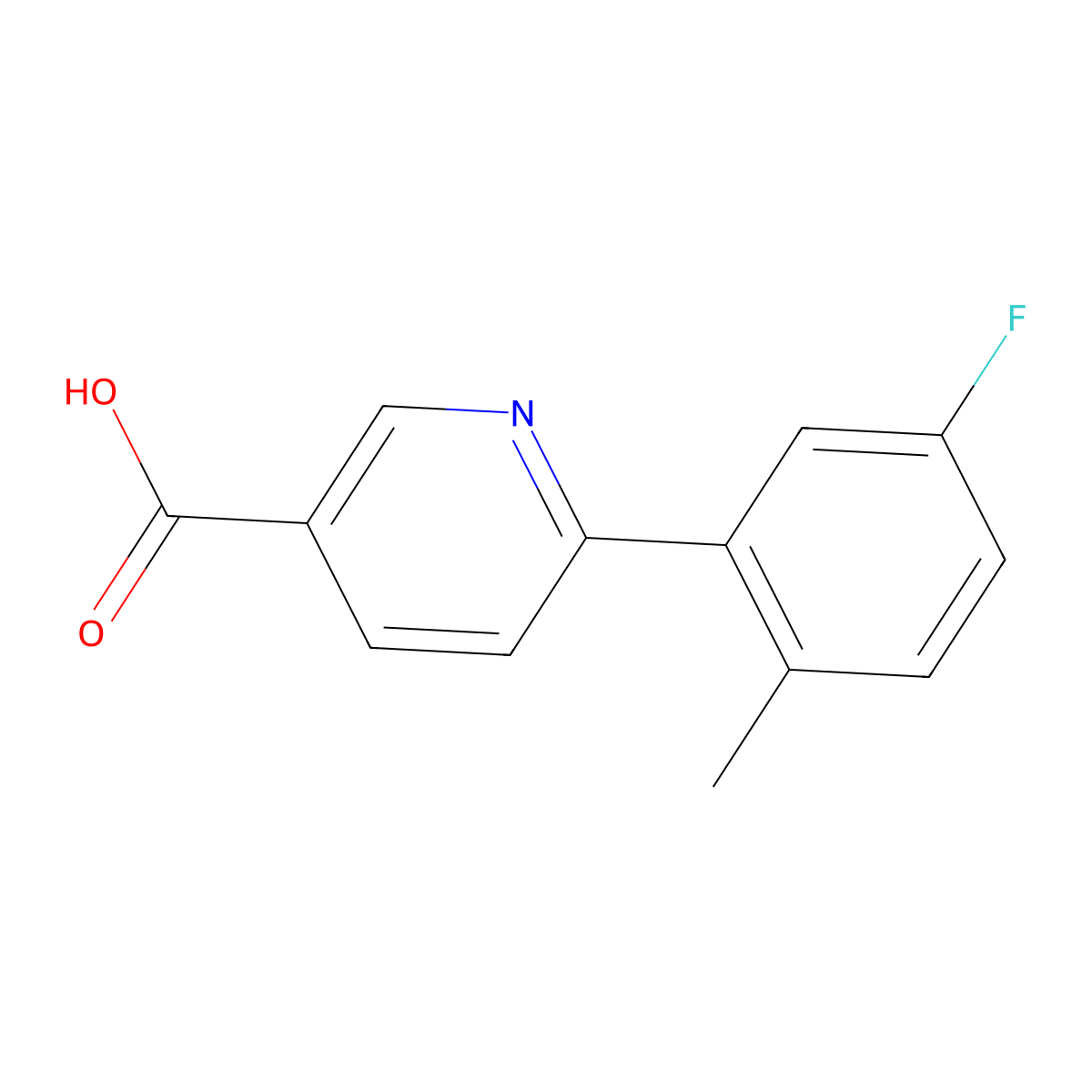 6-(5-Fluoro-2-methylphenyl)pyridine-3-carboxylic acid molecular structure, CAS 1261997-35-6