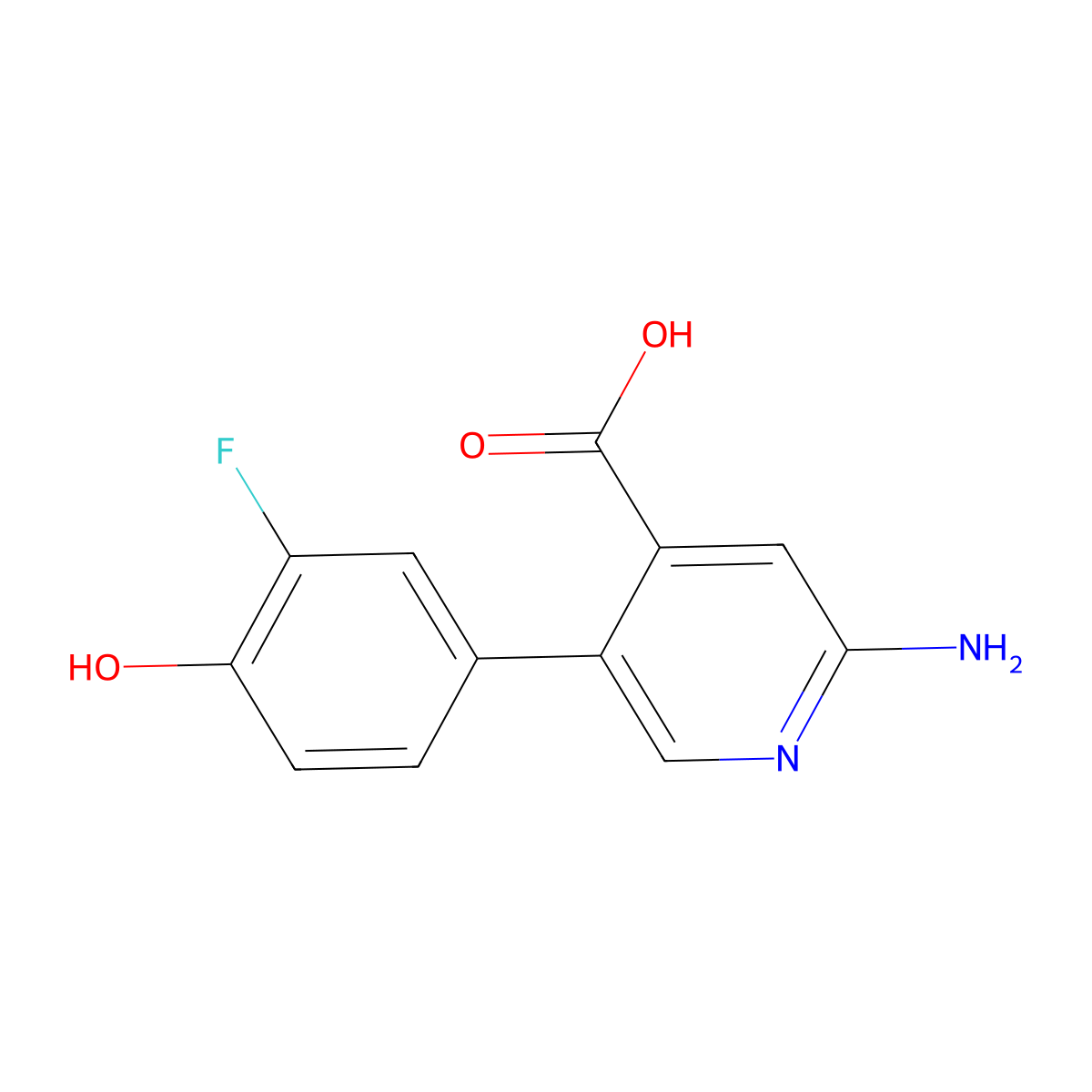 2-Amino-5-(3-fluoro-4-hydroxyphenyl)pyridine-4-carboxylic acid molecular structure, CAS 1261997-43-6