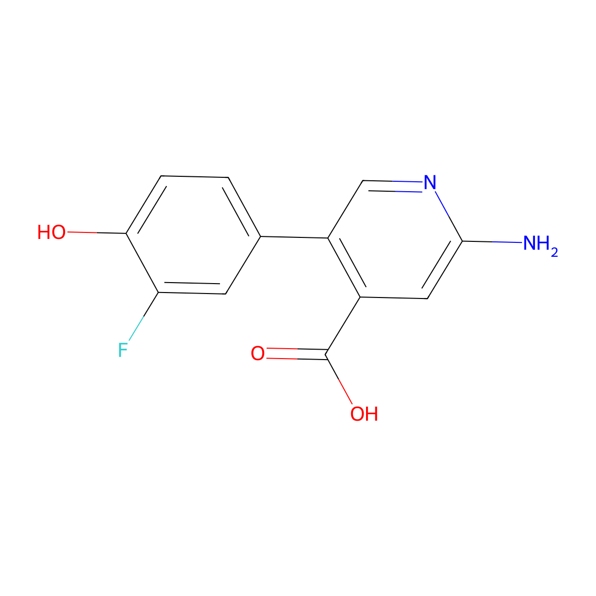 2-Amino-5-(3-fluoro-4-hydroxyphenyl)pyridine-4-carboxylic acid molecular structure, CAS 1261997-43-6