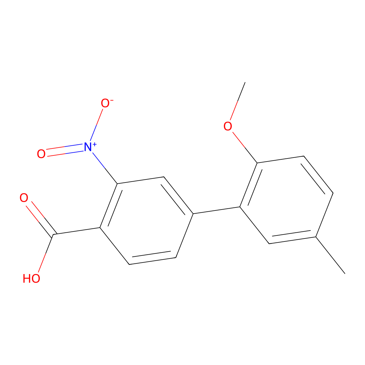 4-(2-Methoxy-5-methylphenyl)-2-nitrobenzoic acid molecular structure, CAS 1261997-53-8
