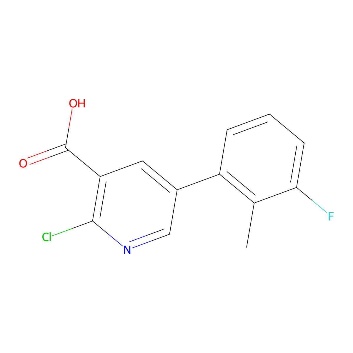 2-Chloro-5-(3-fluoro-2-methylphenyl)nicotinic acid molecular structure, CAS 1261997-60-7