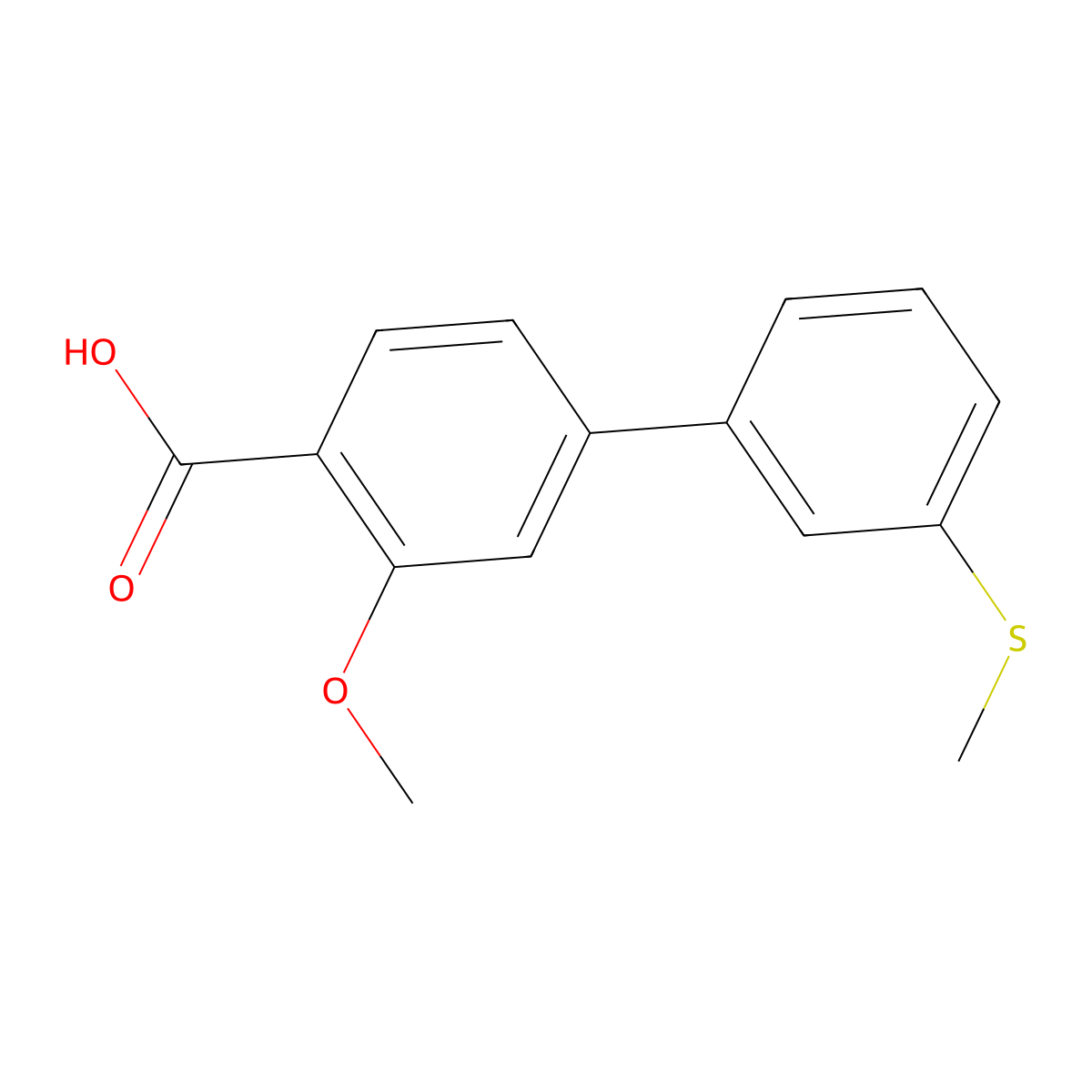 2-Methoxy-4-(3-methylthiophenyl)benzoic acid molecular structure, CAS 1261997-90-3