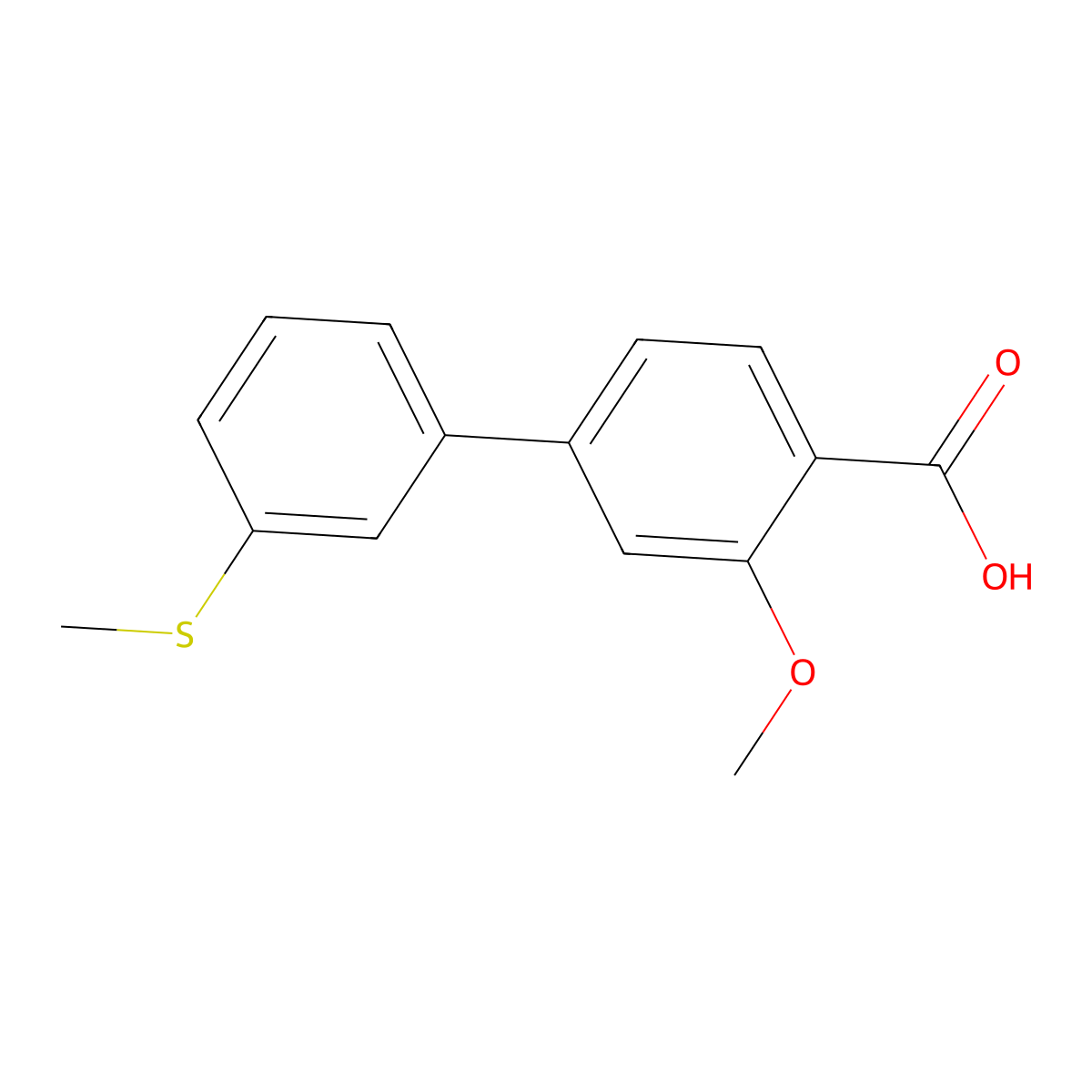 2-Methoxy-4-(3-methylthiophenyl)benzoic acid molecular structure, CAS 1261997-90-3