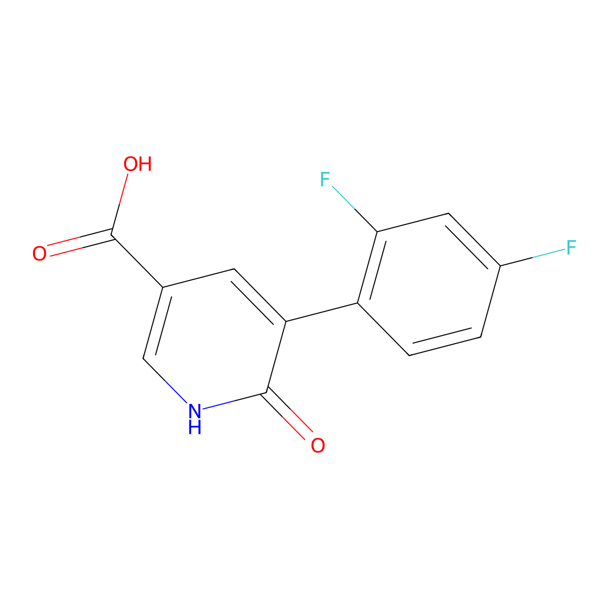 5-(2,4-Difluorophenyl)-6-hydroxynicotinic acid molecular structure, CAS 1261997-96-9