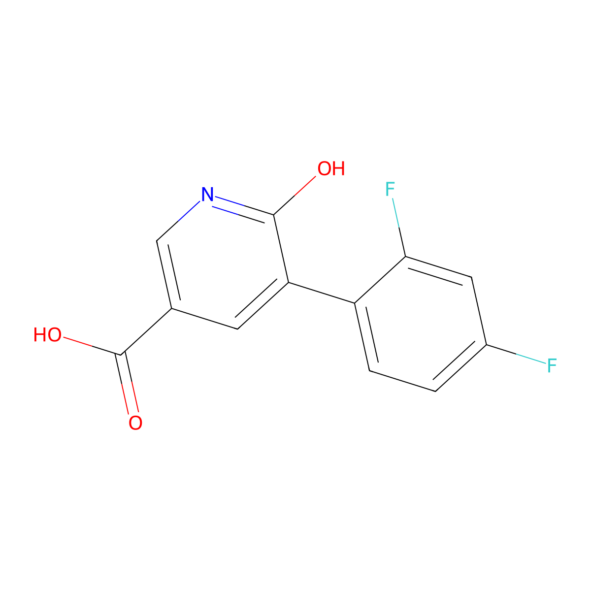 5-(2,4-Difluorophenyl)-6-hydroxynicotinic acid molecular structure, CAS 1261997-96-9