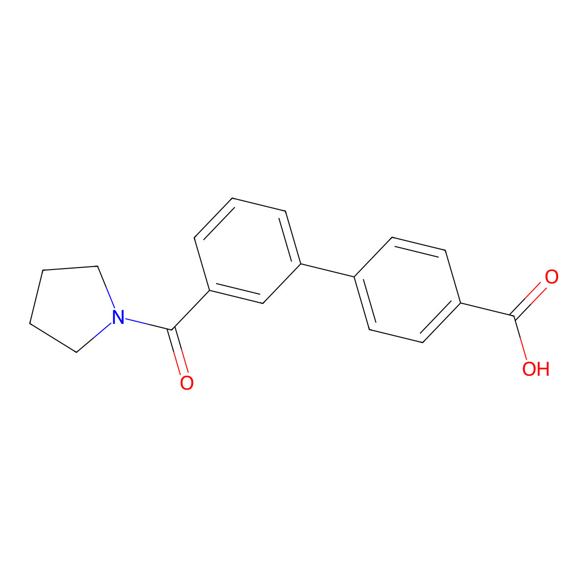 4-(3-Pyrrolidinylcarbonylphenyl)benzoic acid molecular structure, CAS 1261998-00-8
