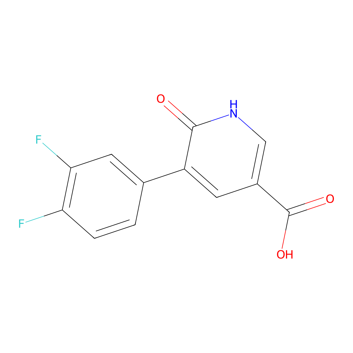 5-(3,4-Difluorophenyl)-6-hydroxynicotinic acid molecular structure, CAS 1261998-09-7