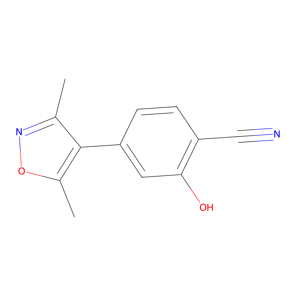 4-(3,5-Dimethyl-1,2-oxazol-4-yl)-2-hydroxybenzonitrile molecular structure, CAS 1261998-10-0