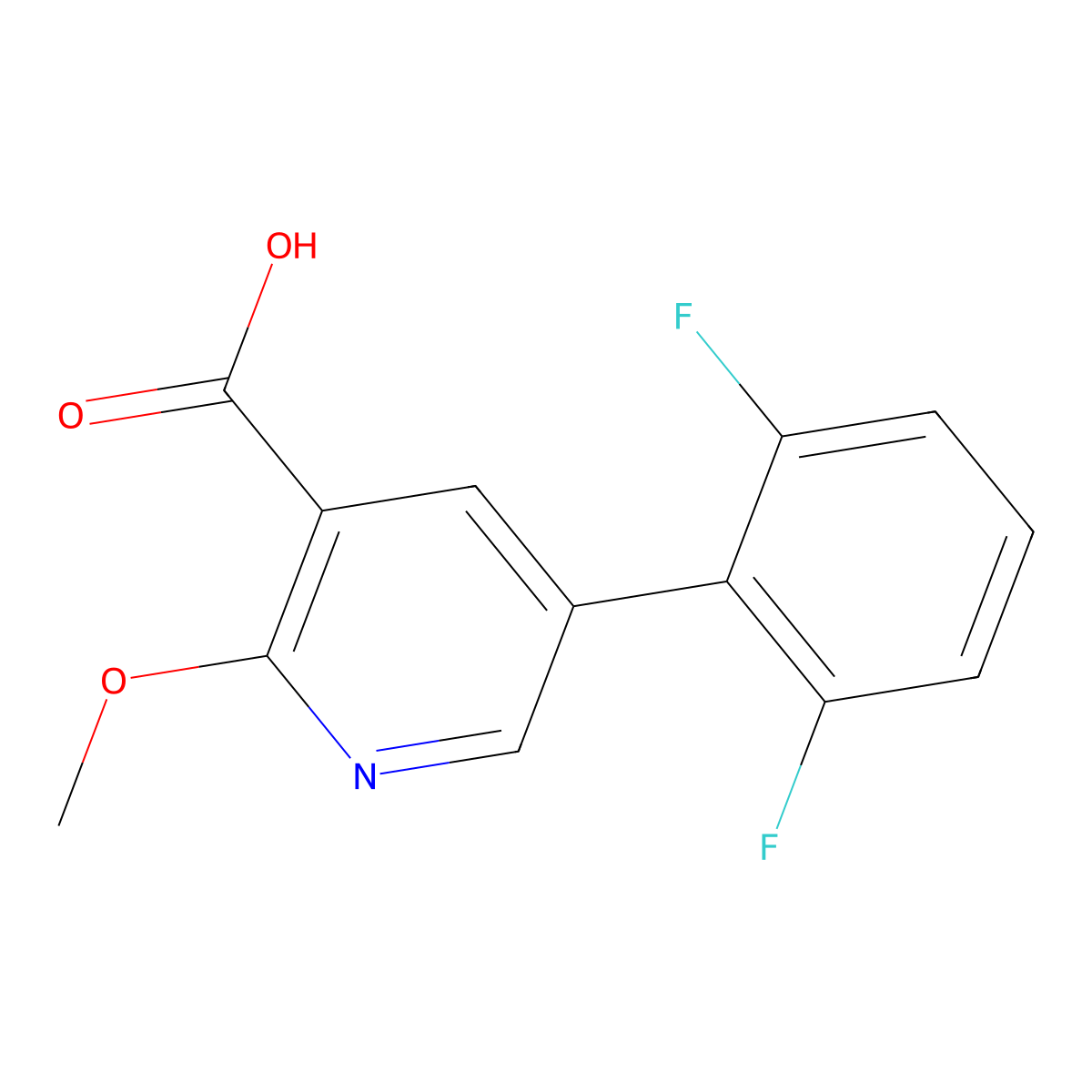 5-(2,6-Difluorophenyl)-2-methoxynicotinic acid molecular structure, CAS 1261998-17-7