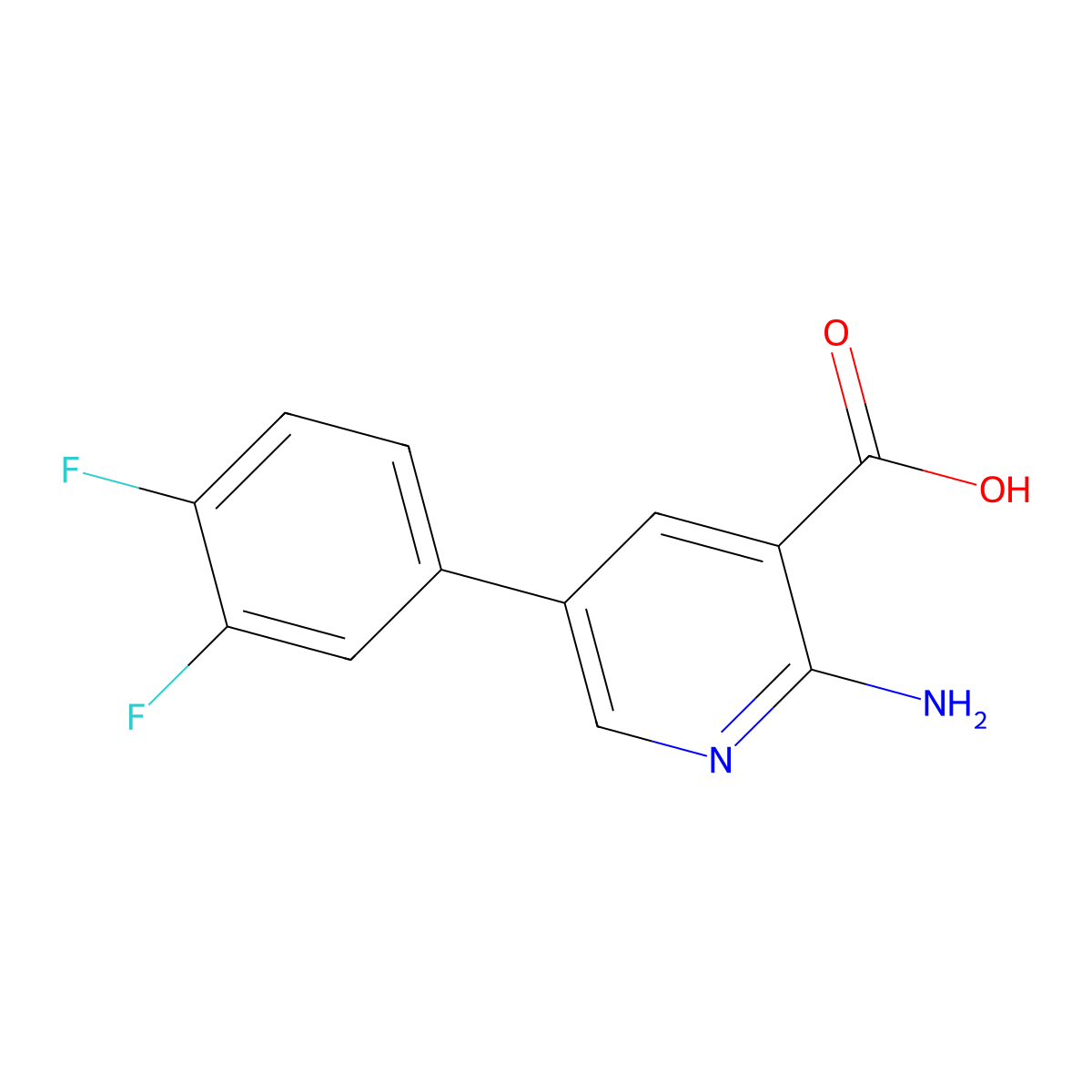2-Amino-5-(3,4-difluorophenyl)pyridine-3-carboxylic acid molecular structure, CAS 1261998-19-9