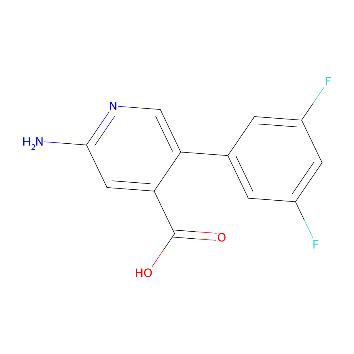 2-Amino-5-(3,5-difluorophenyl)pyridine-4-carboxylic acid molecular structure, CAS 1261998-26-8