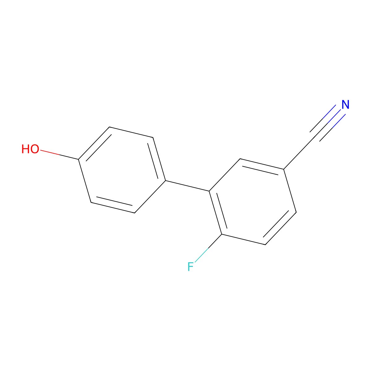6-Fluoro-4'-hydroxy-[1,1'-biphenyl]-3-carbonitrile molecular structure, CAS 1261998-32-6