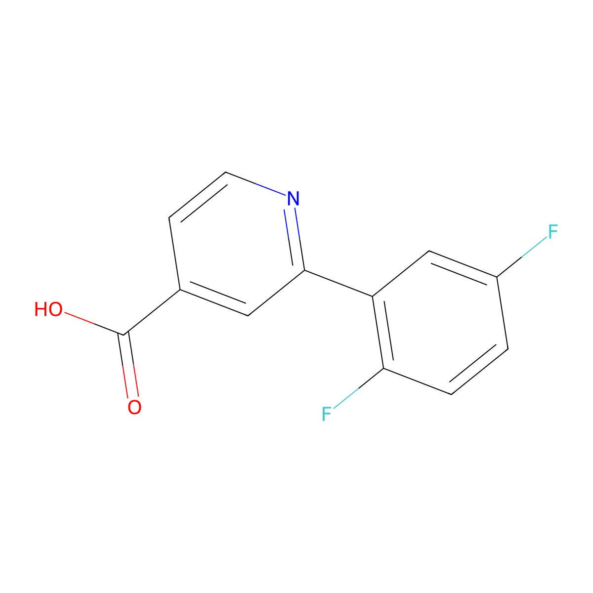 2-(2,5-Difluorophenyl)pyridine-4-carboxylic acid molecular structure, CAS 1261998-52-0