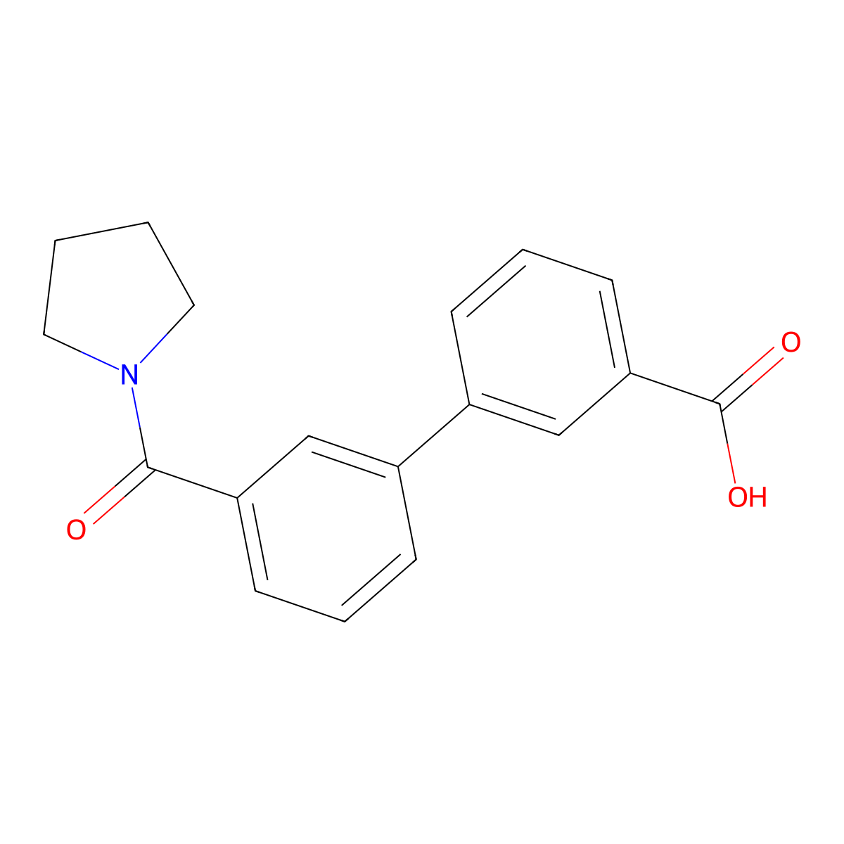 3-(3-Pyrrolidinylcarbonylphenyl)benzoic acid molecular structure, CAS 1261998-61-1
