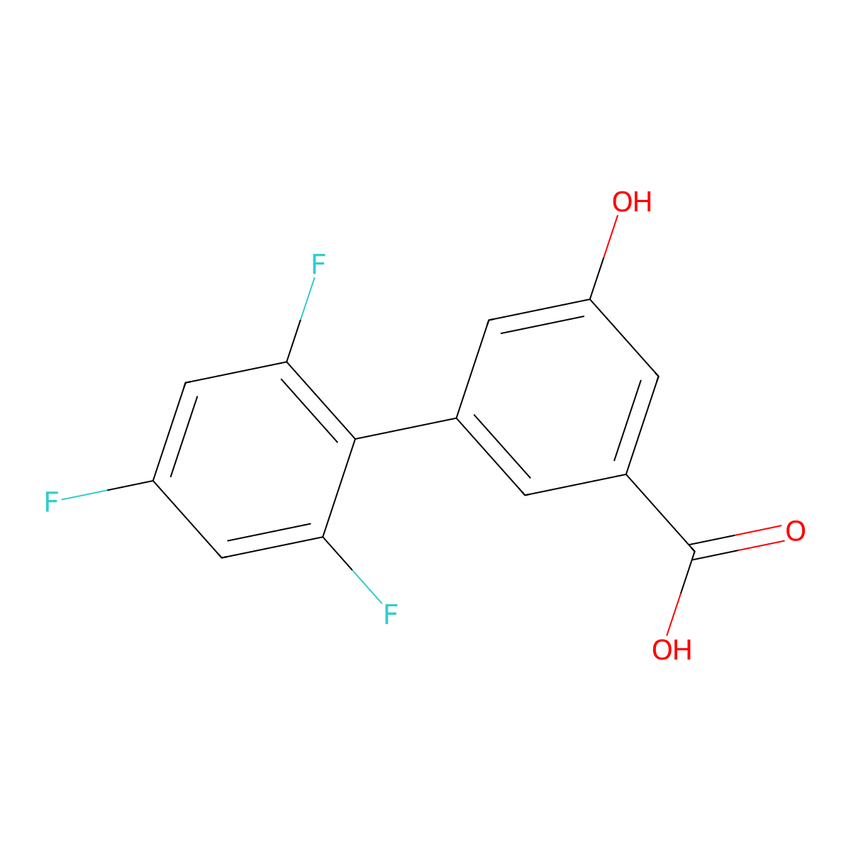 5-Hydroxy-3-(2,4,6-trifluorophenyl)benzoic acid molecular structure, CAS 1261998-72-4