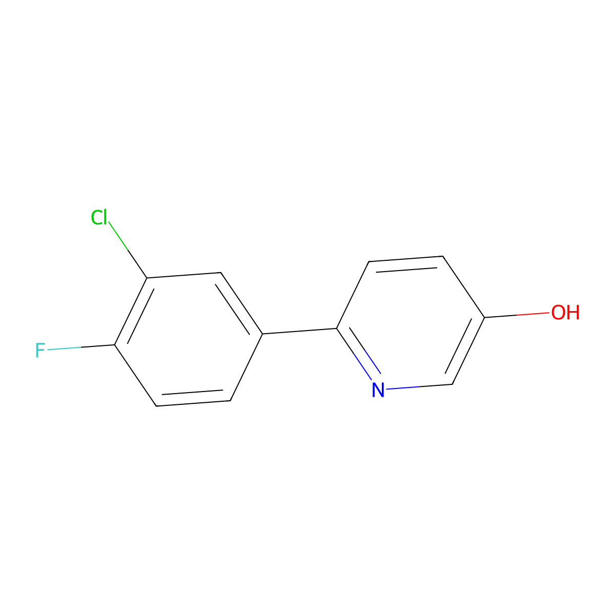 6-(3-Chloro-4-fluorophenyl)pyridin-3-ol molecular structure, CAS 1261998-75-7