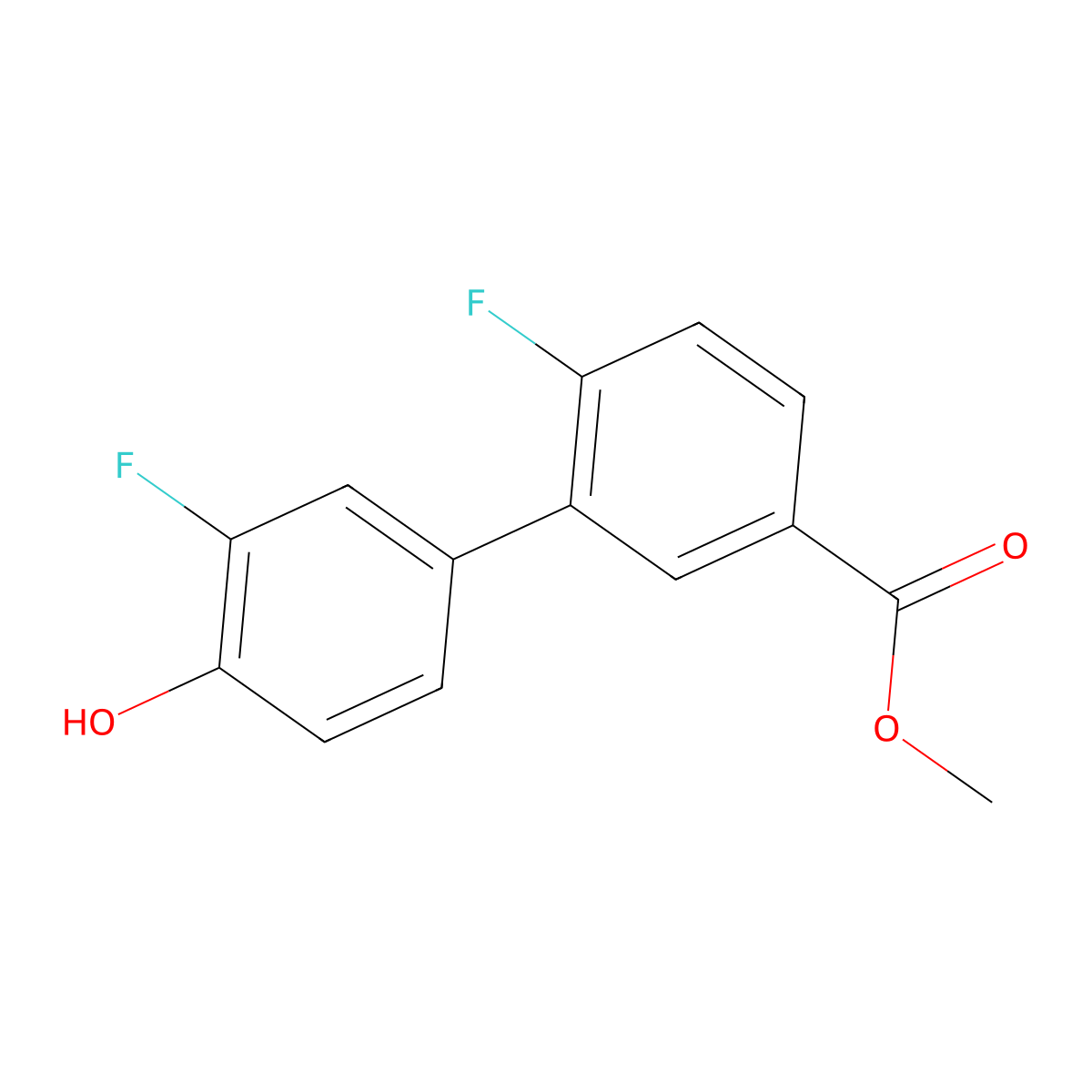 2-Fluoro-4-(2-fluoro-5-methoxycarbonylphenyl)phenol molecular structure, CAS 1261998-85-9