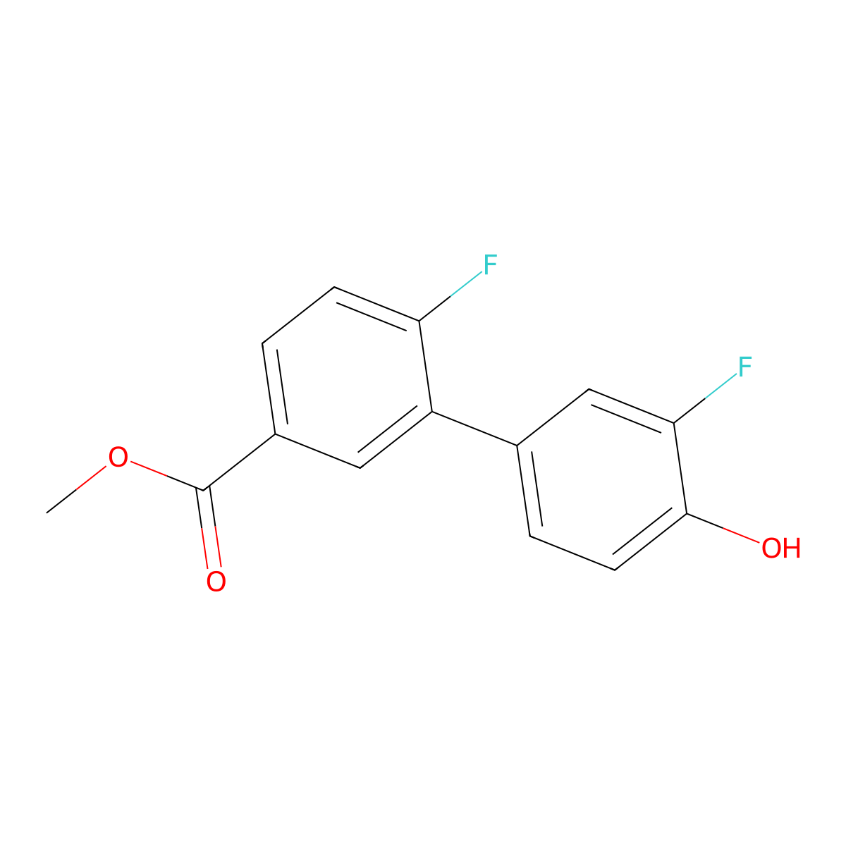 2-Fluoro-4-(2-fluoro-5-methoxycarbonylphenyl)phenol molecular structure, CAS 1261998-85-9