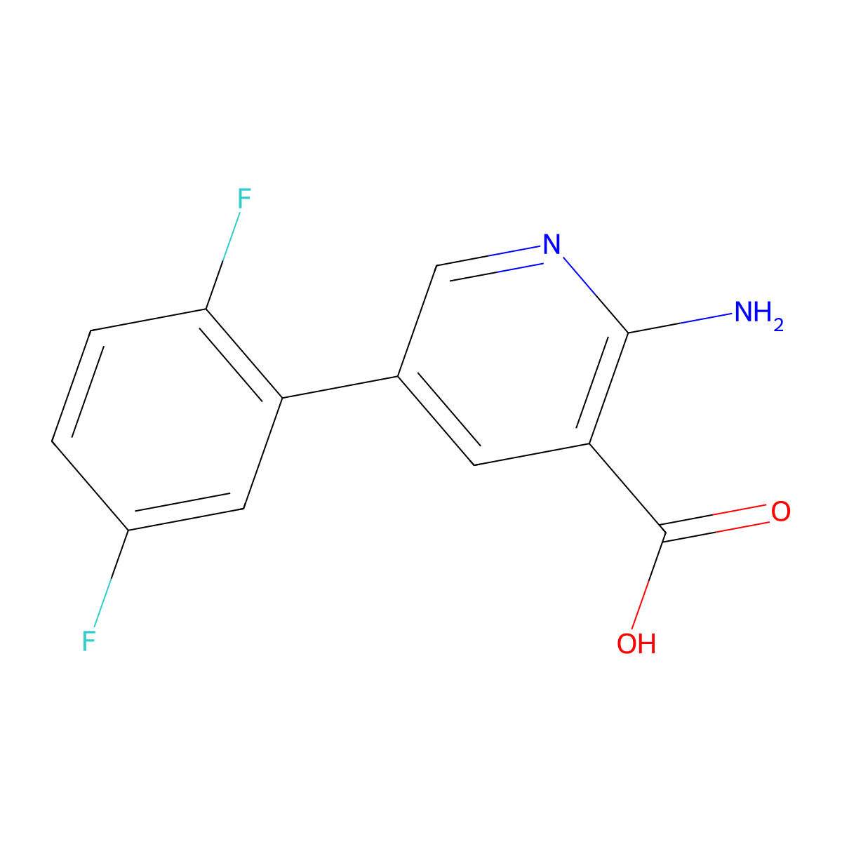2-Amino-5-(2,5-difluorophenyl)pyridine-3-carboxylic acid molecular structure, CAS 1261998-87-1