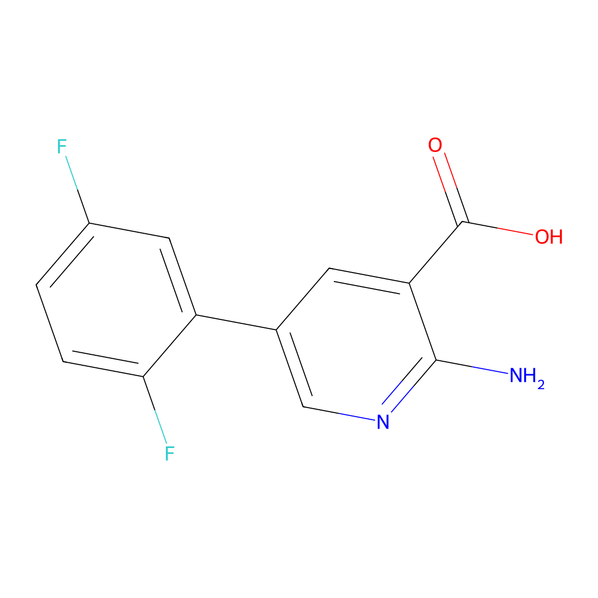 2-Amino-5-(2,5-difluorophenyl)pyridine-3-carboxylic acid molecular structure, CAS 1261998-87-1