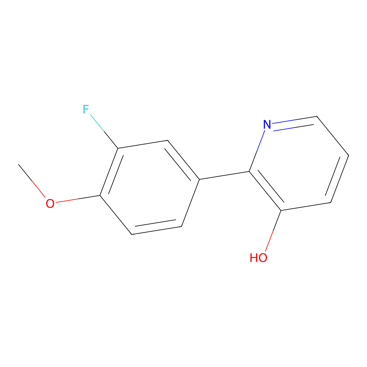 2-(3-Fluoro-4-methoxyphenyl)pyridin-3-ol molecular structure, CAS 1261998-92-8