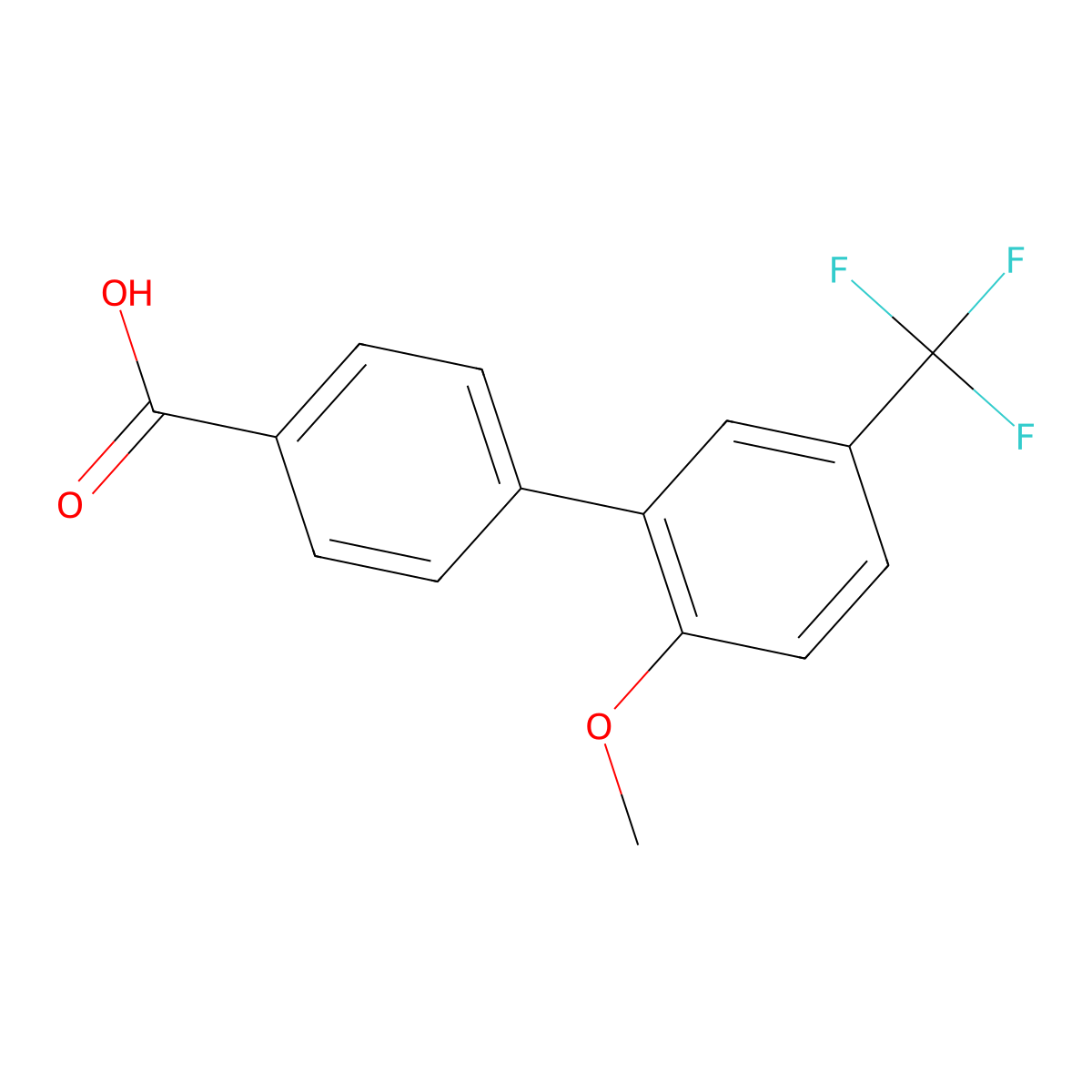 2'-Methoxy-5'-(trifluoromethyl)-[1,1'-biphenyl]-4-carboxylic acid molecular structure, CAS 1261998-93-9