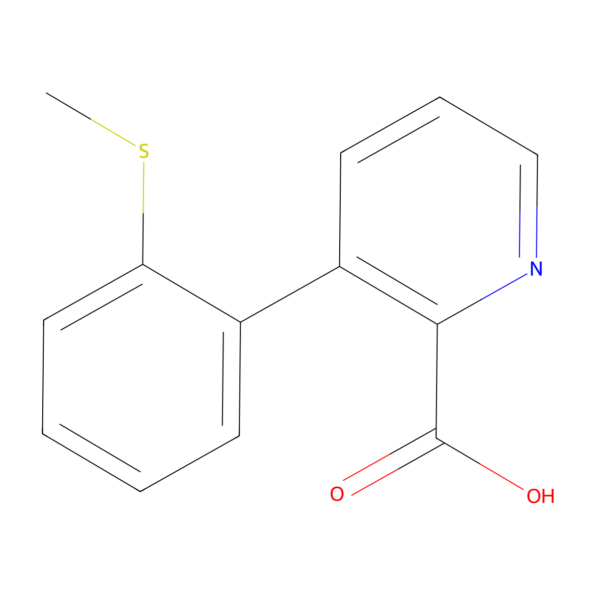 3-(2-Methylthiophenyl)picolinic acid molecular structure, CAS 1261998-97-3