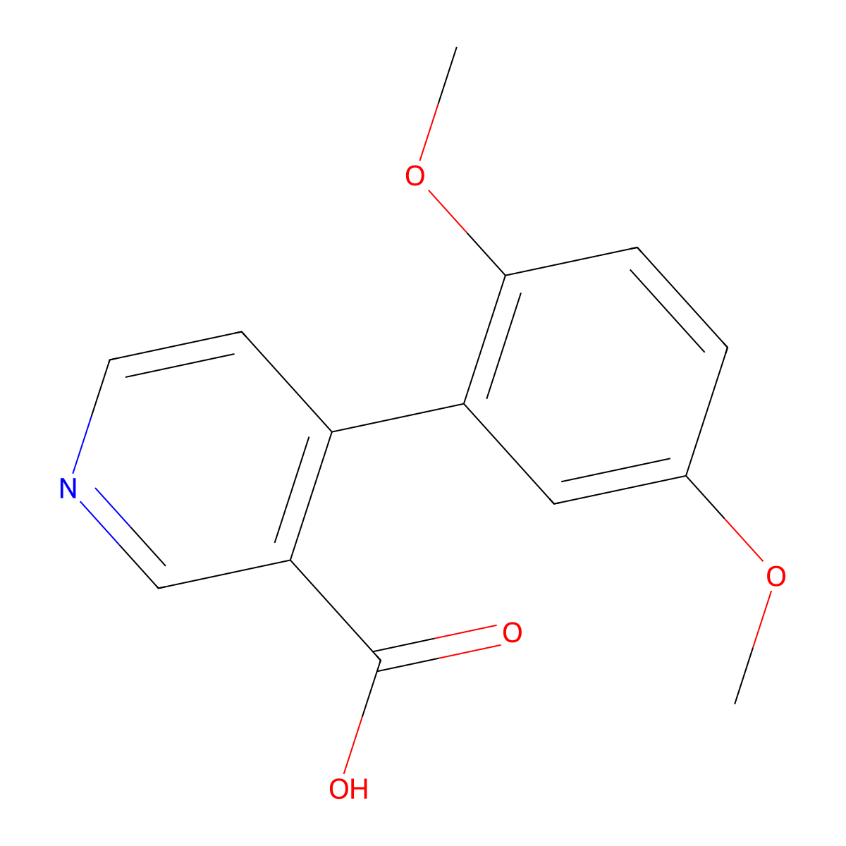 4-(2,5-Dimethoxyphenyl)pyridine-3-carboxylic acid molecular structure, CAS 1261999-00-1