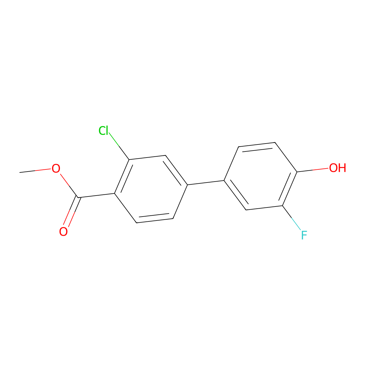 4-(3-Chloro-4-methoxycarbonylphenyl)-2-fluorophenol molecular structure, CAS 1261999-46-5