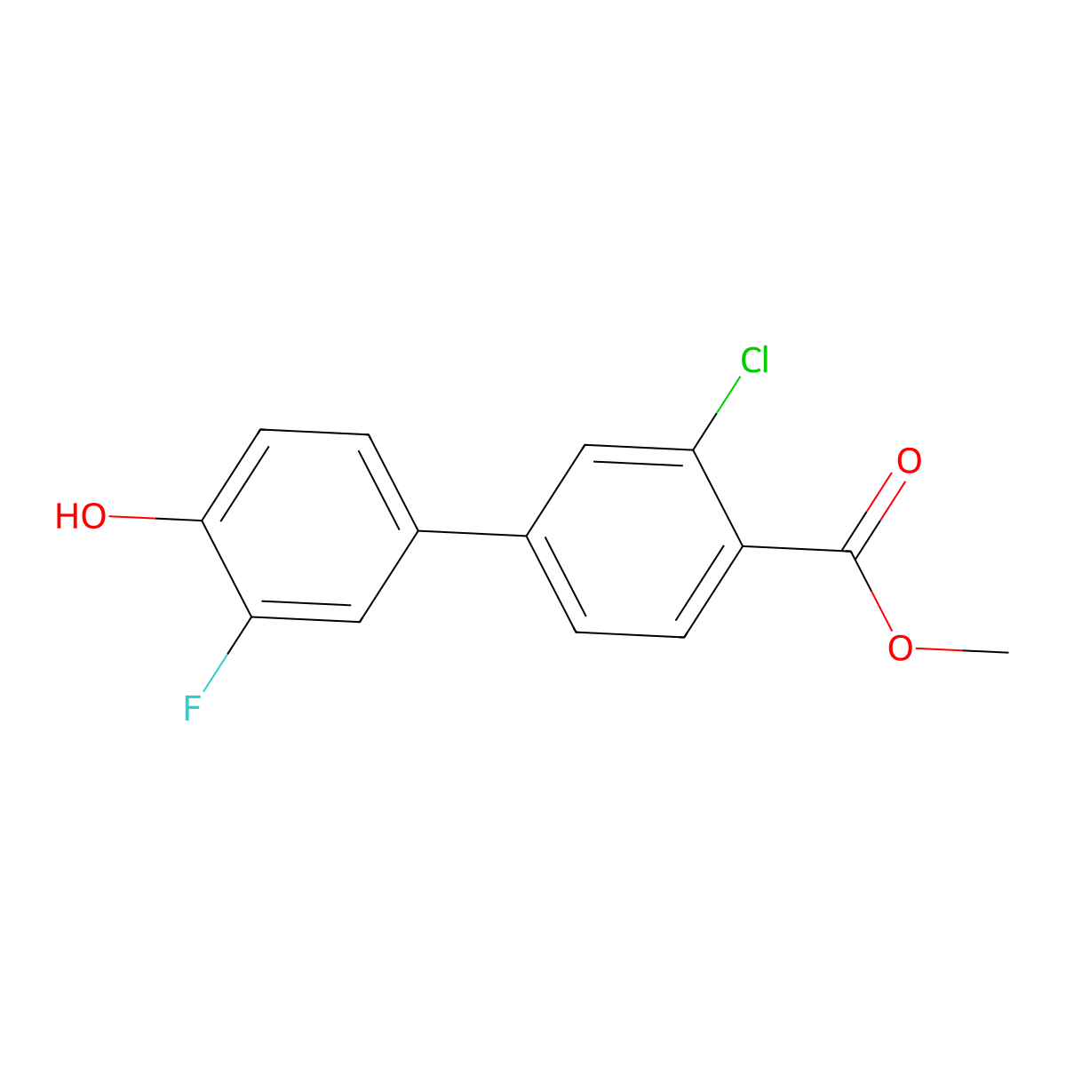 4-(3-Chloro-4-methoxycarbonylphenyl)-2-fluorophenol molecular structure, CAS 1261999-46-5